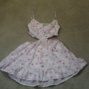 Hello Molly Floral Eyelet Cut Out Mini Dress XS AU6 Cottagecore Coquette Ruffle